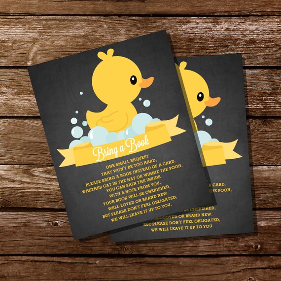 Chalkboard Rubber Duck Baby Shower Book Insert - Instant Download and Editable File - Personalize and Print with Adobe Reader Il_570xn