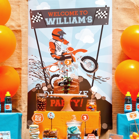 Dirt Bike Party Welcome Poster Only - Motocross Welcome Poster - Instant Download and Editable File - Personalize with Adobe Reader Il_570xn