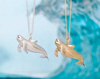 Sterling Silver or 9ct Gold realistic Pilot Whale pendant. Handmade accurate 3D pilot whale necklace cast in solid silver or gold.