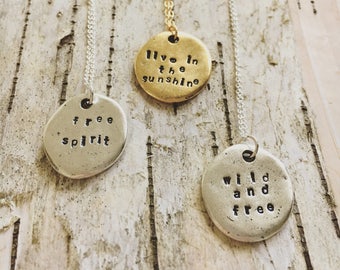 Hand-stamped charm necklace