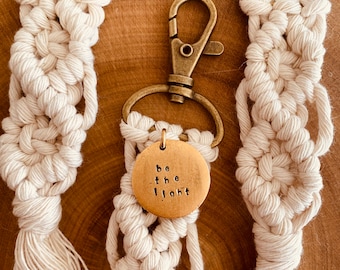 be the light macrame keychain