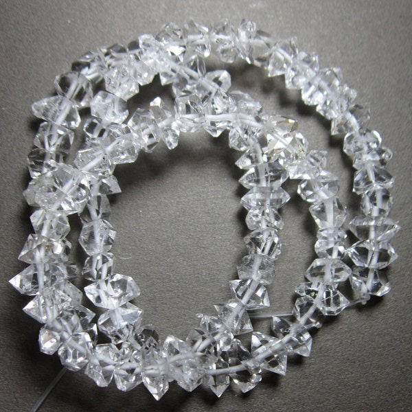 6-8 MM Water Clear Herkimer Diamond Quartz Type Beads Strands Pakistan - 16 INCH Strand