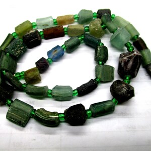 Stunning Genuine Ancient Multicolored Roman Glass  Fragment beads 1000-1500 years old G313