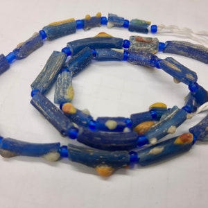 SALE Beautiful Rare blue  Genuine Ancient Roman Fragment  beads 1000-1500 years old G602