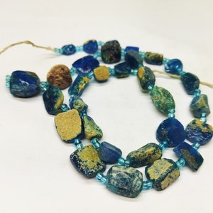 Stunning Blue Genuine Ancient  Roman Glass  Fragment beads with 1000-1500 years old G457