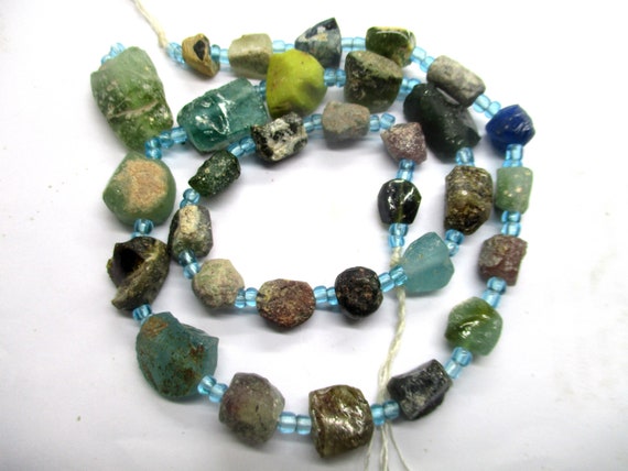 Stunning Genuine Ancient Roman Glass Fragment beads with 1000-1500 years old G733