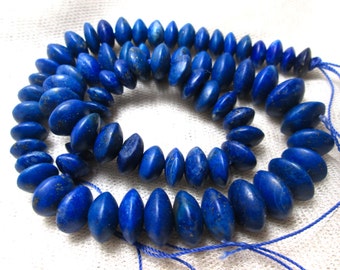 AAA Grade 8-11 MM Hand made Matte Finish rondelle  Lapis Lazuli Beads Strand Afghanistan L68