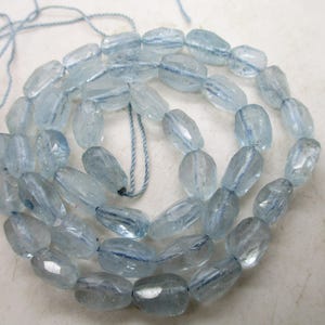 16&quot;  Ovalish Hand faceted Gem polished dark Aquamarine  Beads -280A