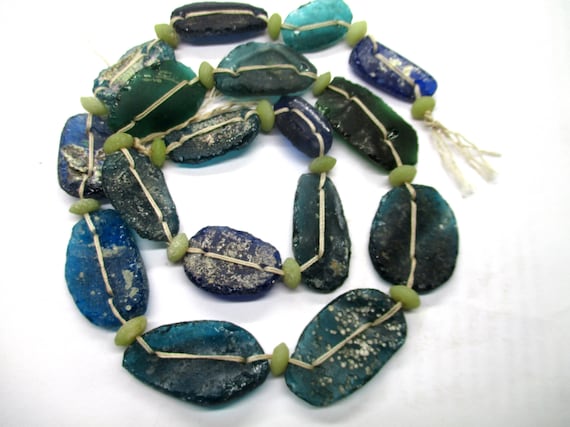 Stunning Genuine Ancient Roman Glass Fragment beads with 1000-1500 years old G733