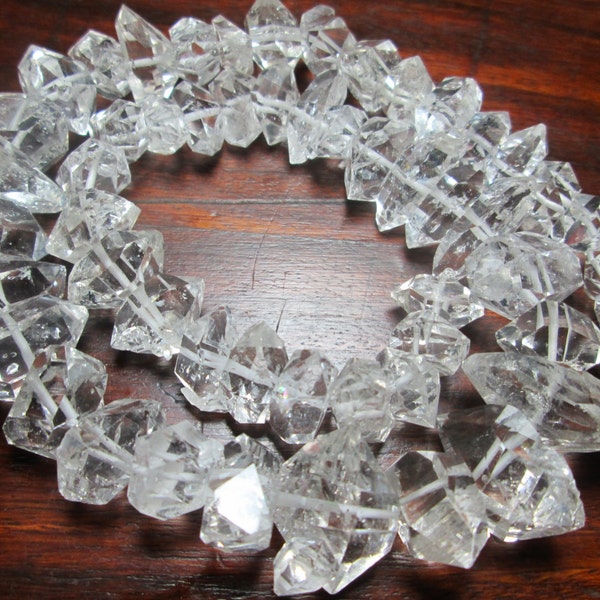 Top Grade 16" 15-21 MM Herkimer Diamond Quartz Type Beads Strands Necklace Pakistan HE335