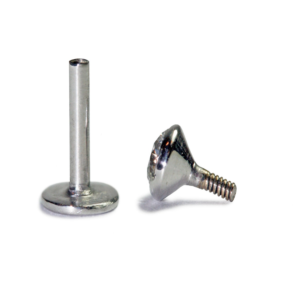 Internally Threaded Tube Labret Stud With 6pt 2.6mm Diamond Etsy