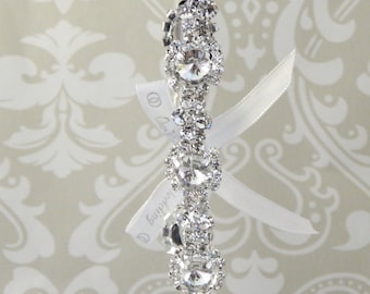 CRYSTAL Starburst Rhinestone Wedding Garter, Bridal Garter, Keep Garter with SILVER and SATIN Ribbon Accents