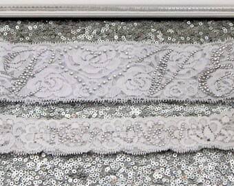 RHINESTONE PHRASE 'Love' Crystal Wedding Garter Set, Bridal Garter on White Lace Show Garter & Rhinestone 'You're Next' Toss Garter