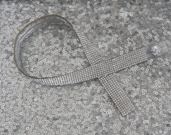 Crystal Rhinestone Pave Band Garter for all Occasions/Wedding Garter with Elastic Closure and Satin Ribbon Backing, Diamond-like Sparkle