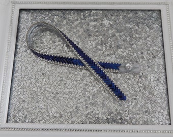 Sapphire Blue Crystal Rhinestone Chevron Garter/Wedding Garter with Crystal Accents, Old Hollywood Glamour, All Occasion Garter