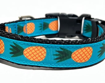 Pineapple Dog Collar - Adjustable Dog Collar - Summertime Dog Collar - Fruit Dog Collar - 3/4"