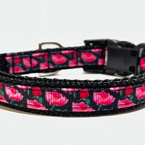 Floral Dog Collar - Adjustable Dog Collar - Peony - Rose - Poppy - 5/8&quot;