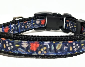 Fall Dog Collar - Adjustable Dog Collar - Leaves, Autumn - 5/8"