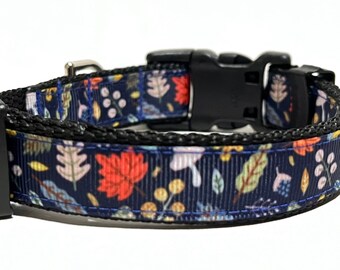 Fall Dog Collar - Adjustable Dog Collar - Leaves Dog Collar - 3/4"