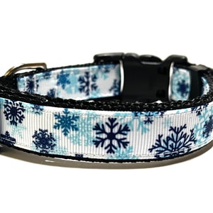 Snowflake Hundehalsband - Verstellbares Hundehalsband - Schnee, Winter, Urlaub - 3/4&quot;
