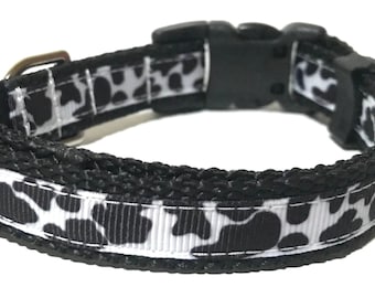 Cow Print Dog Collar - Adjustable Dog Collar - Animal Print Dog Collar - 5/8"
