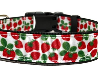 Strawberry Dog Collar - Adjustable Dog Collar - Summertime Dog Collar - Fruit Dog Collar