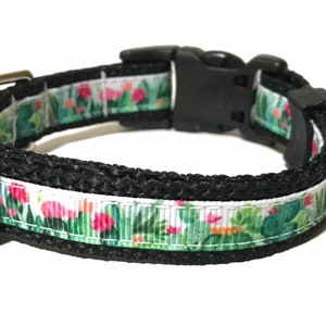 Cactus Dog Collar - Adjustable Dog Collar - Cactus Flower - Floral Cactus - 5/8&quot;