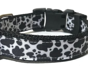 Cow Print Dog Collar - Adjustable Dog Collar - Animal Print Dog Collar - 3/4"