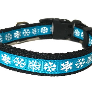 Snowflake Hundehalsband - Verstellbares Hundehalsband - Schnee, Winter, Urlaub - 5/8&quot;
