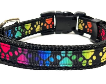 Paw Print Dog Collar - Adjustable Dog Collar - 5/8"