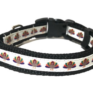 Thanksgiving Dog Collar - Adjustable Dog Collar - Turkey - 5/8&quot;