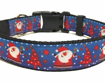 Christmas Dog Collar - Adjustable Dog Collar - Christmas Tree, Santa, Candy Cane, Snowflake, Winter, Holiday