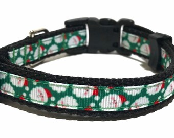 Christmas Dog Collar - Adjustable Dog Collar - Santa - 5/8"