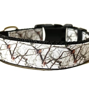 White Camo Dog Collar - Adjustable Dog Collar - Camouflage, Hunting