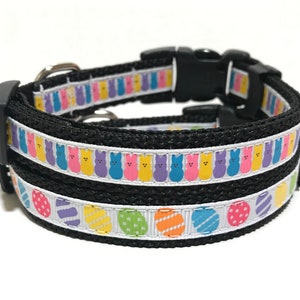 Easter Dog Collar - Adjustable Dog Collar - Peeps, Bunny, Easter Bunny, Easter Egg, Eggs - 5/8&quot;