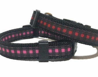 Buffalo Plaid Dog Collar - Adjustable Dog Collar - Red Plaid, Pink Plaid