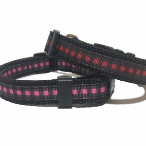 Buffalo Plaid Dog Collar - Adjustable Dog Collar - Red Plaid, Pink Plaid