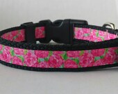 Floral Dog Collar - Adjustable Dog Collar - Rose Collar - Flower Collar - Pink Rose