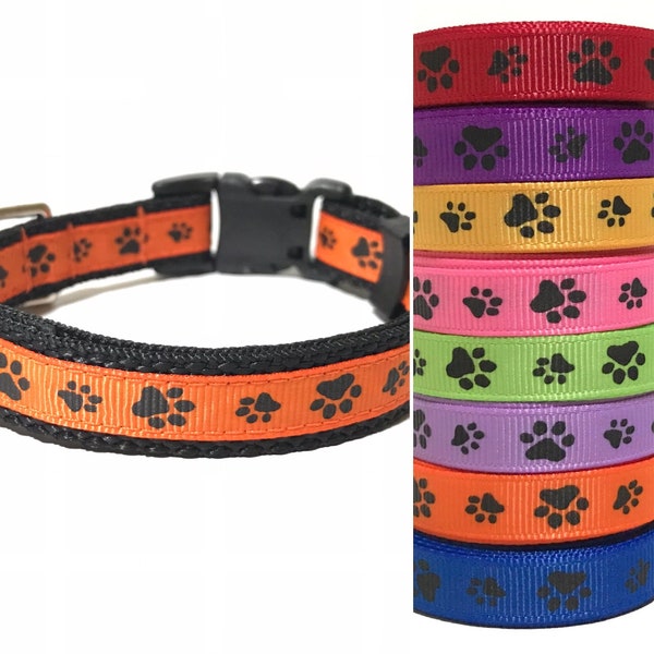 Paw Print Dog Collar - Adjustable Dog Collar - 5/8"