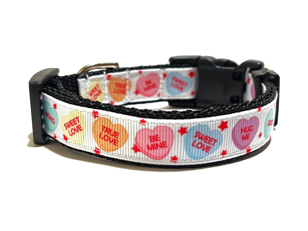 Conversation Hearts Dog Collar Adjustable Dog Collar Valentines, Valentine, Heart, Love 3/4 Etsy