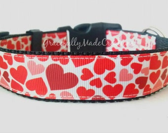 Hearts Dog Collar - Adjustable Dog Collar - Valentines, Valentine, Heart, Love