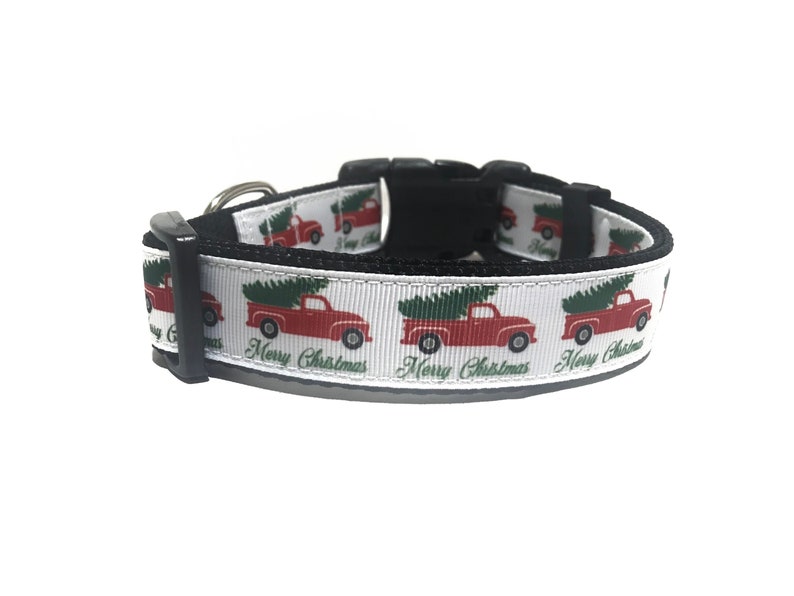Christmas Dog Collar - Adjustable Dog Collar - Rustic Truck - Ch Christmas Dog Collar - Adjustable Dog Collar - Rustic Truck - Ch