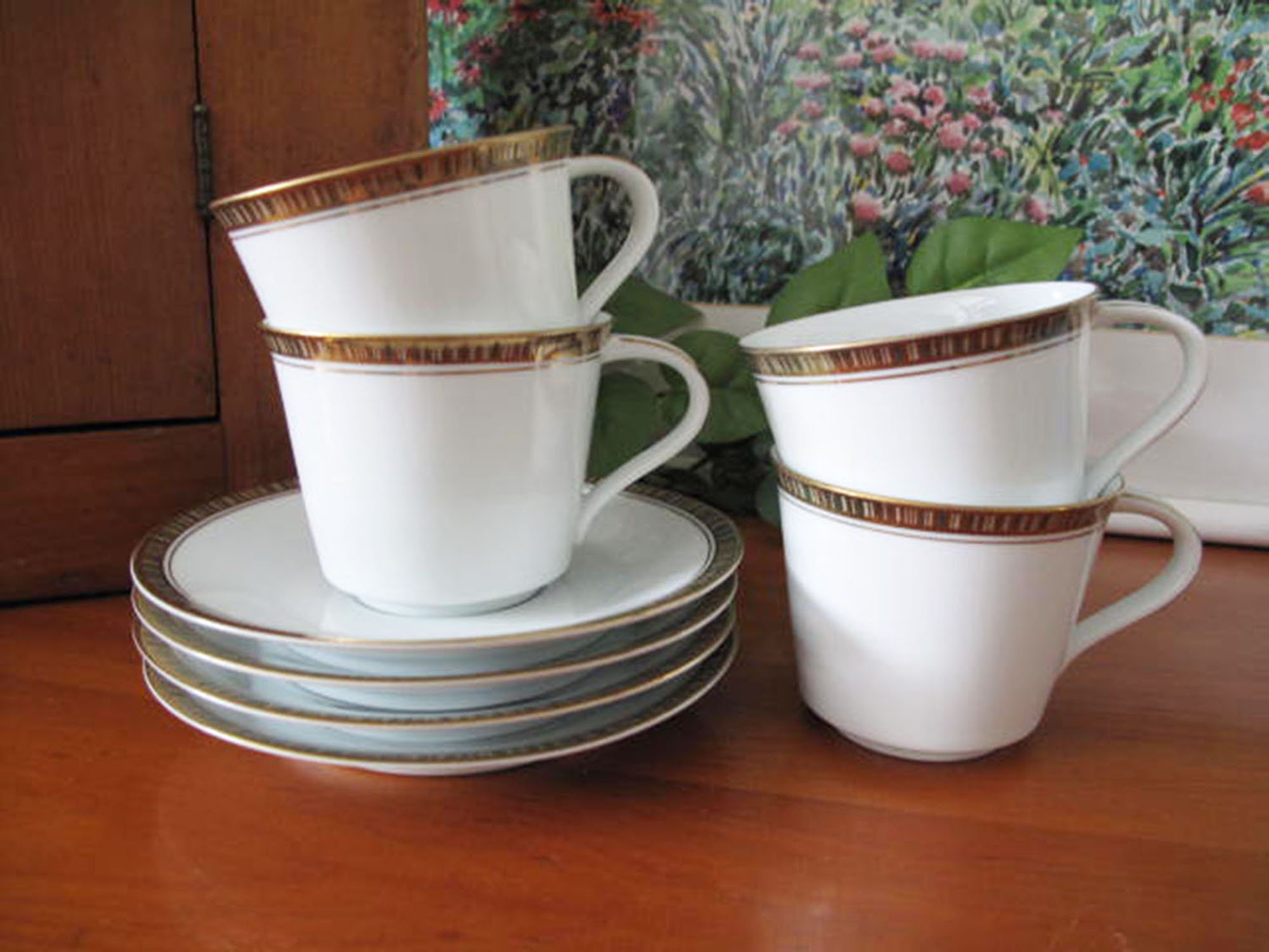 Vintage Noritake Goldlane Cups and Saucers Four Japan Etsy