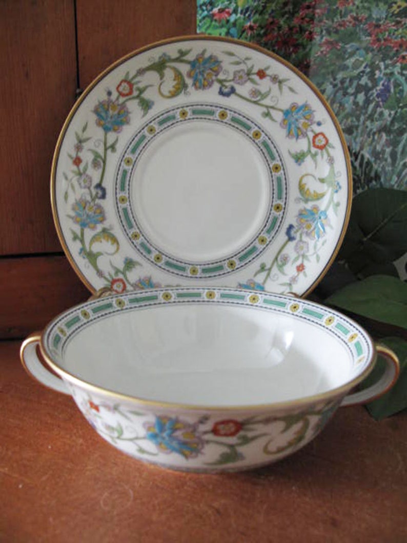 Vintage Noritake Cyril Flat Cream Soup Bowl and Saucer Set Etsy