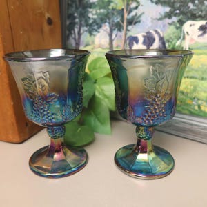 Indiana Carnival Glass Iridescent Blue - Etsy