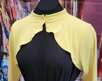 Yellow rub knit shrug Plus Size 2x retro vintage style Pinup Spooky pastel