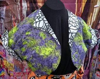 Green Purple Spiderweb Bolero size 3 retro vintage style Halloween Spooky goth psychobilly Pin Up