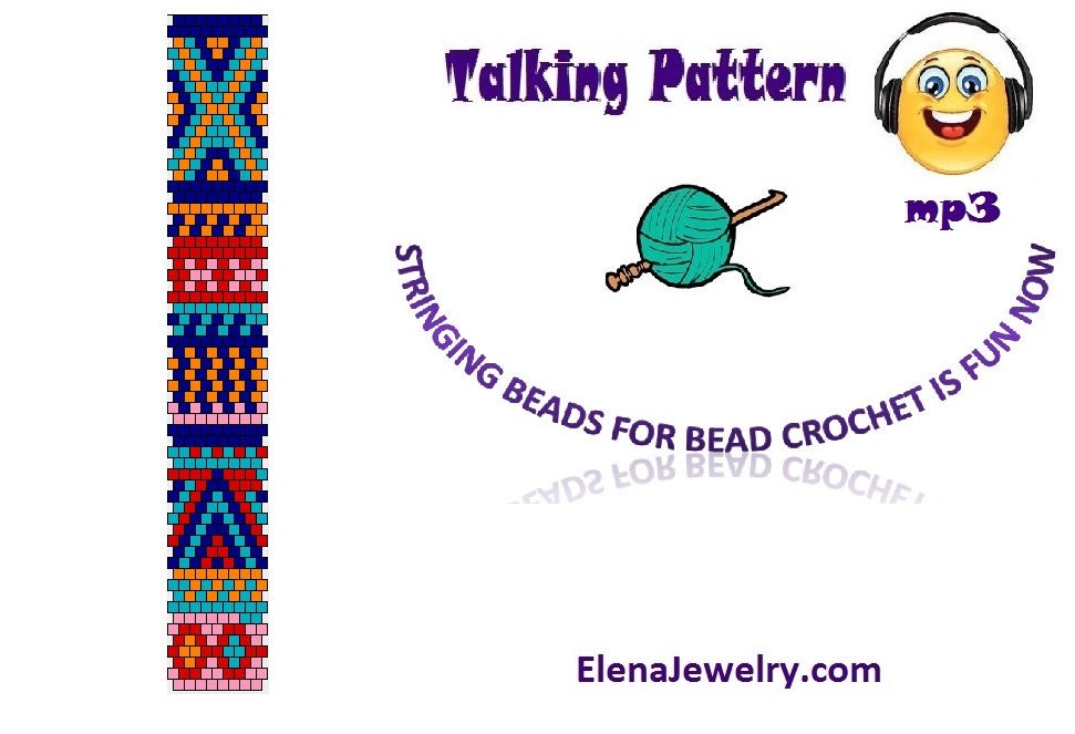 Bead Crochet Talking Pattern for bead crochet "Patchwork" By listening to Voice pattern from any mp3 device you will string beads quicker