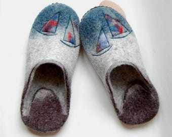 Geschenk für Ihn Männer Gefilzte Hausschuhe Boote Männer Graue Wollhausschuhe Eco Hausschuhe