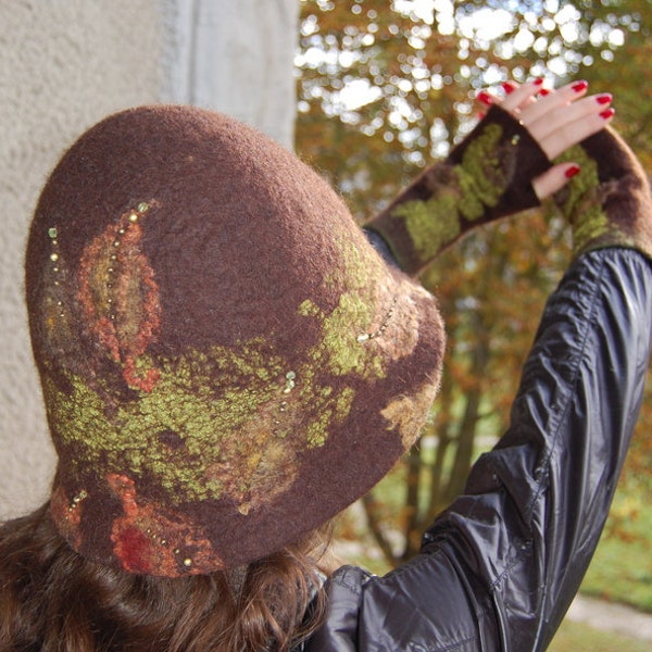 felted hat  for  women "Sunny autumn "- give you pleasure